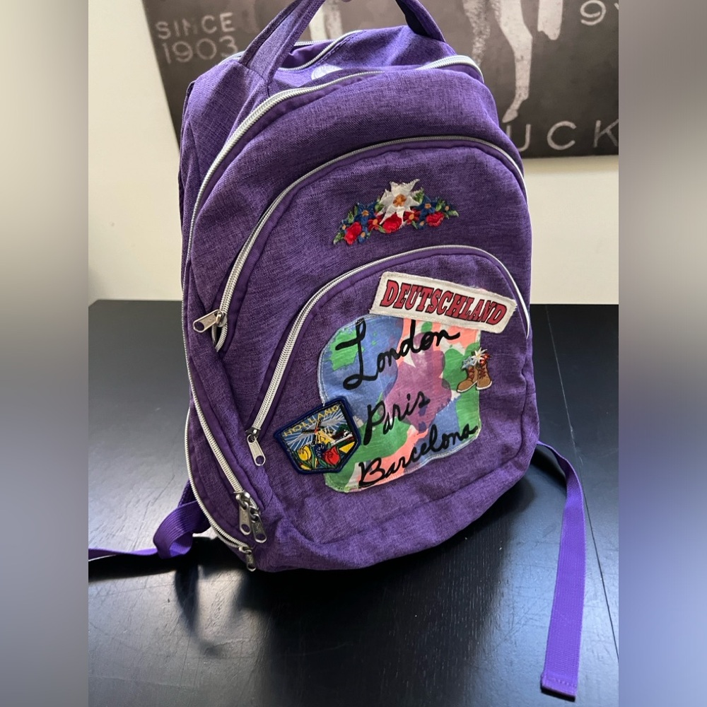 Travel Embellished Backpack Embroidered Europe Patches Deutschland London 17in